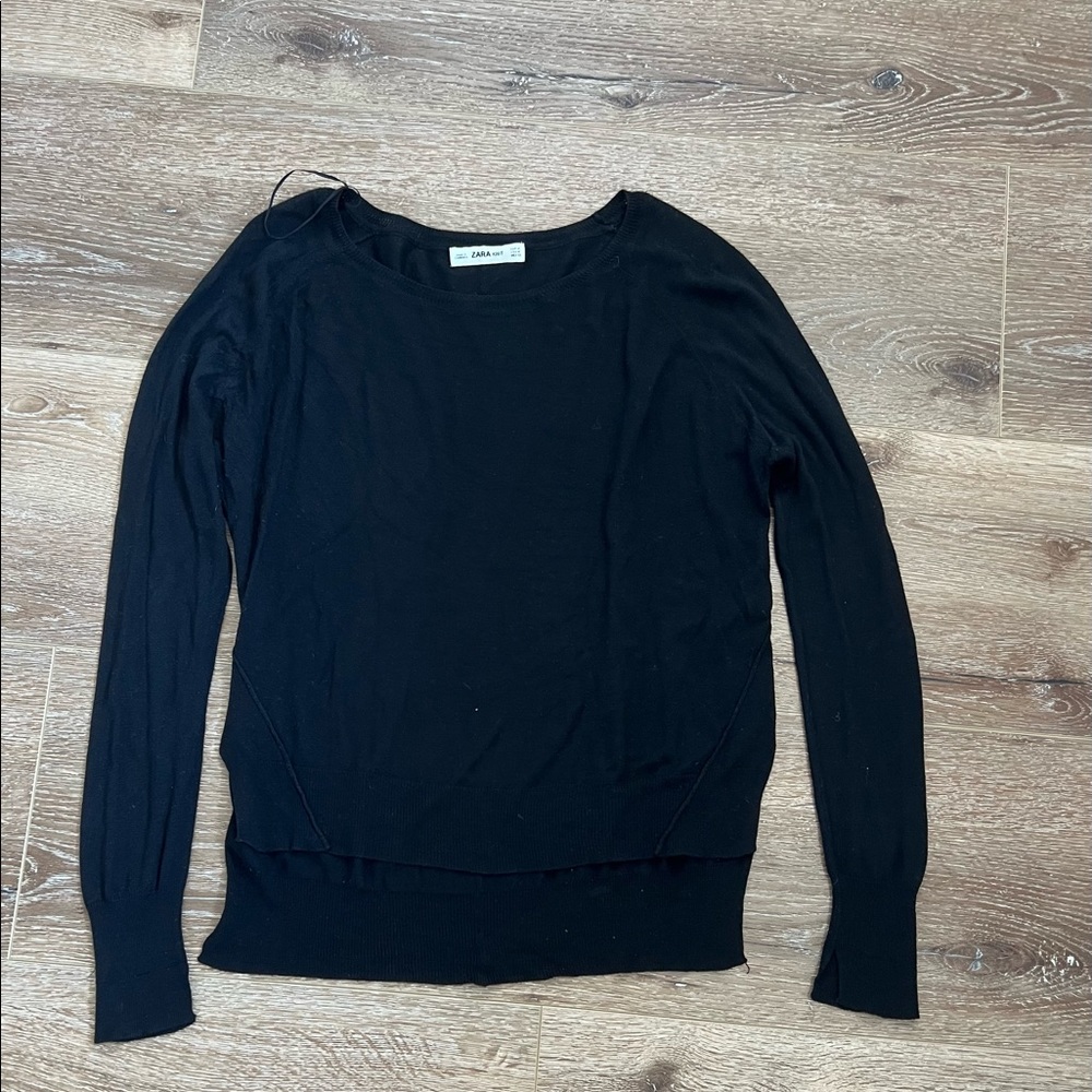 Black Zara Knit Long Sleeve Shirt